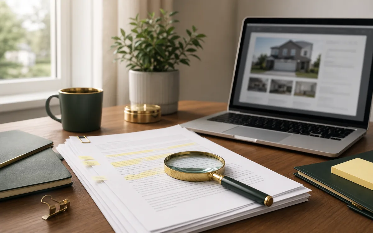 Mortgage enforcement documents being reviewed on a calm legal office desk
